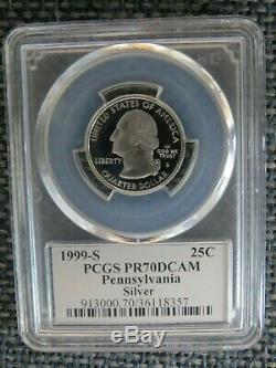 1999-S 25c Pennsylvania SILVER State Flag Label Quarter Proof PCGS PR70DCAM