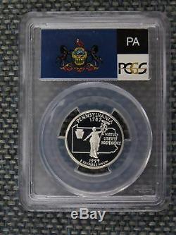1999-S 25c Pennsylvania SILVER State Flag Label Quarter Proof PCGS PR70DCAM