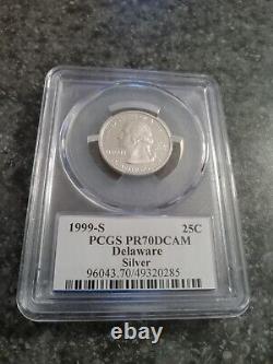 1999-S DELAWARE Silver Proof Quarter PR70 PCGS FLAG LABEL EXCELLENT LOW PRICE