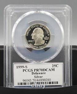 1999 S Delaware Silver PCGS PR 70 DCAM Newest Flag Label