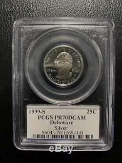 1999 S Delaware Silver Proof 70 DCAM PCGS PR70 Washington Statehood Quarter