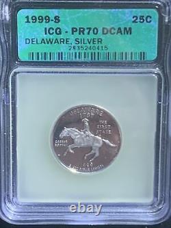 1999-S Delaware State Quarter Silver PR70 DCAM ICG