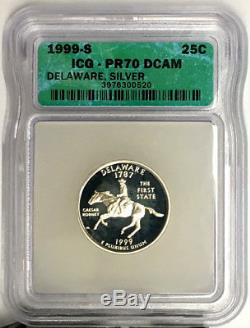 1999-S Delaware State Quarter Silver Proof ICG PR70 DCAM