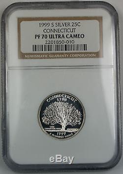 1999-S NGC PF-70 UC Connecticut 90% Silver Statehood Quarter, Proof Coin