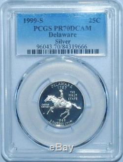 1999 S PCGS PR70DCAM Silver DE Delaware State Washington Quarter