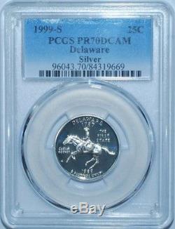 1999 S PCGS PR70DCAM Silver DE Delaware State Washington Quarter