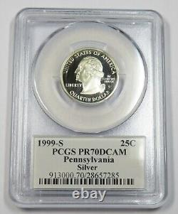 1999-S PCGS PR70 PROOF DCAM Silver Pennsylvania Quarter 25c US Coin #33196A