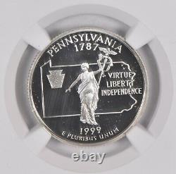 1999-S PF70 UCAM Silver Pennsylvania Quarter NGC Brown Label