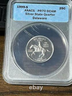 1999 S Quarter Dollar State Delaware ANACS PR-70 DCAM Silver State Quarter