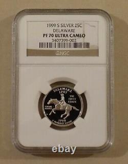 1999 S SILVER 25c DELAWARE STATE QUARTER NGC PF70 ULTRA CAMEO