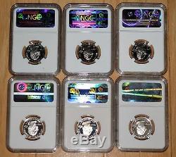 1999-S-Silver/Clad State Quarters, GA, PN, NJ, CN & DEL Pf70 & Pf 69-Lot of 6 Coins