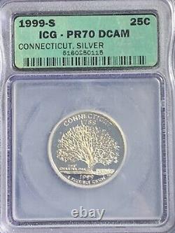 1999-S Silver Connecticut Statehood Quarter ICG PR70 DCAM