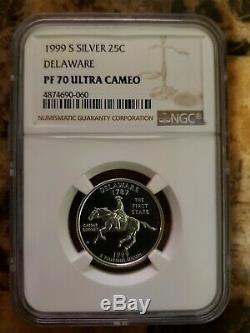 1999-S Silver Delaware 25C NGC PF70 Ultra Cameo State Quarter 4872326-060