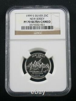 1999 S Silver New Jersey State Proof Quarter Ngc Pf 70