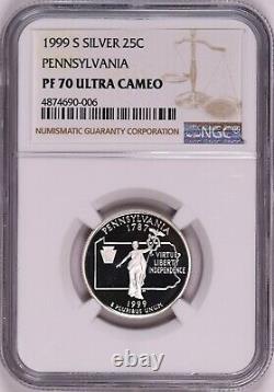 1999-S Silver Pennsylvania US State Quarter NGC PF70 Ultra Cameo