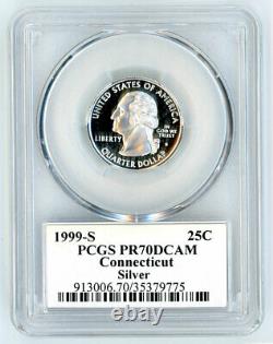 1999-S Silver Proof Connecticut 25C PCGS PR70 DCAM Quarter Deep Cameo