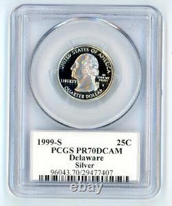 1999-S Silver Proof Delaware 25C PCGS PR70 DCAM Quarter Deep Cameo