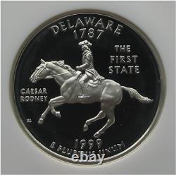 1999 S Silver Proof Delaware State Quarter NGC PF 70 Ultra Cameo (25C pr70)