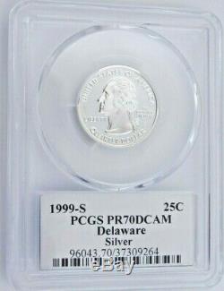 1999 S Silver Proof Delaware State Quarter PCGS PR 70 DCAM Deep Cameo (9264)