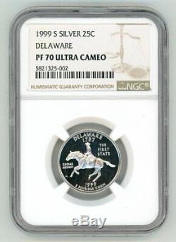 1999 S Silver Quarter 25c Delaware Ngc Pf 70 Ultra Cameo 5821325-002
