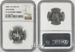 1999 S Silver Quarter 25c Delaware Ngc Pf 70 Ultra Cameo E1