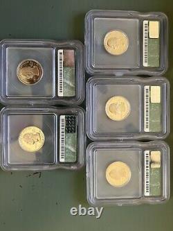 1999 S Silver Quarter Complete Five Coin Set Icg Pr 70 Dcam Free Ship
