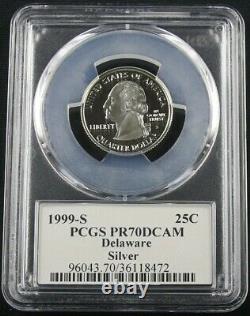 1999 S Silver Quarter Delaware Pcgs Pr70 Dcam