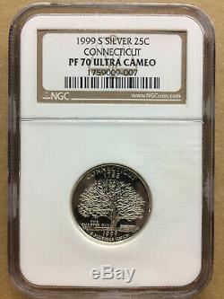 1999 S Silver State Quarters (4) Coins PA, NJ, GA, & CT NCG PF70 Ultra Cameo