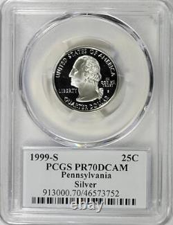 1999-S Silver Washington Quarter Pennsylvania PCGS PR70DCAM Flag Series