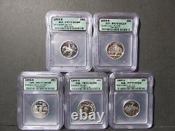 1999-S State SILVER Quarters ICG PR70DCAM 5 Coins Including the Rare Delaware