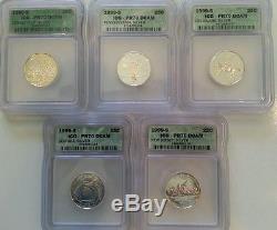 1999-S State SILVER Quarters ICG PR70DCAM Full 5 Coins Including Delaware RARE