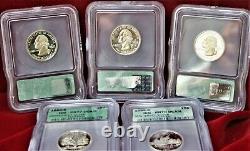 1999 S United States State Quarters Silver Set! Graded Pr70 By Icg