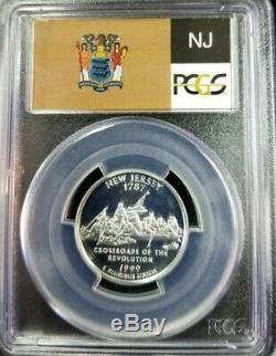 1999 S Washington Silver Quarter 25c New Jersey Pcgs Pr70dcam Flag Label