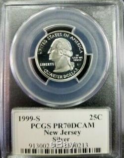 1999 S Washington Silver Quarter 25c New Jersey Pcgs Pr70dcam Flag Label