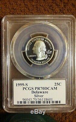 1999-S silver Delaware PCGS proof 70 DCAM flag label state quarter