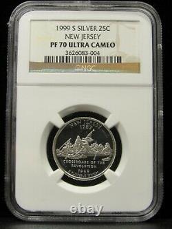 1999 S silver state four quarters NGC PF70UC CN, GA, NJ, PN with PF69 Delaware