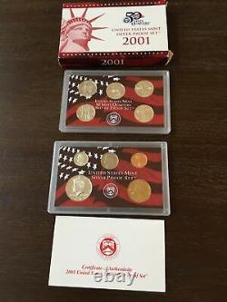 1999 Thru 2004 US MINT SILVER PROOF SETS With State Quarters & COA LOT OF 6
