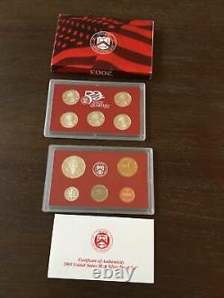 1999 Thru 2004 US MINT SILVER PROOF SETS With State Quarters & COA LOT OF 6
