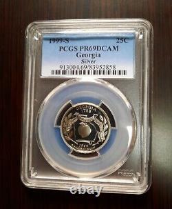 1999-s 25c Pcgs Pr69dcam Silver Key Date 5 Coin State Quarter Set