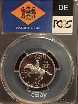 1999-s Delaware Silver Quarter-pcgs Pr70dcam-cameo Proof-flag Label
