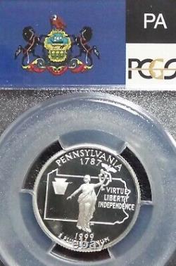 1999-s Silver Washington State Series Quarter Set Flag Labels Pcgs Pr70dcam