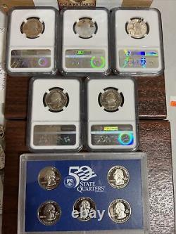 1999 silver proof set NGC Cerified PF69 Ultra Cameo+ Free 5 Pc Clad Set 10 Coins