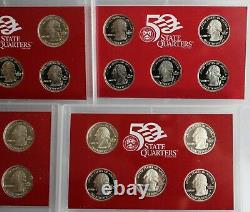 1999 thru 2003 S Proof Silver Quarters 25 Coins 5 Sets No Box No COA 90% Silver