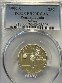 1999s State Quarter Pennsylvania Silver Proof PCGS PR70DCAM (PERFECT GRADE)