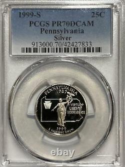 1999s State Quarter Pennsylvania Silver? Proof PCGS PR70DCAM (PERFECT GRADE)