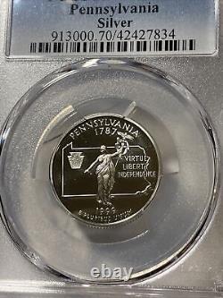 1999s State Quarter Pennsylvania Silver? Proof PCGS PR70DCAM (PERFECT GRADE)