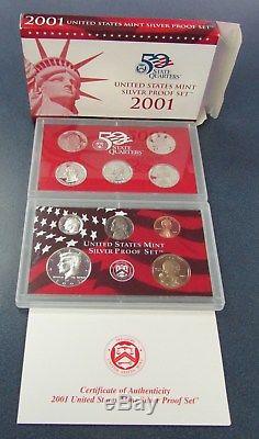 2000 2003 United States Mint 10pcs Silver Proof Sets WithState Quarters Lot Of 4
