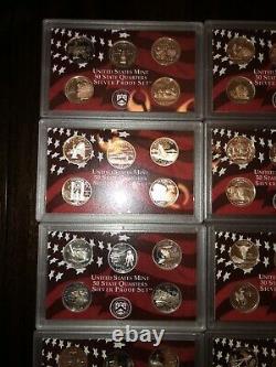 2000 S 2009 S Silver Proof State Quarter 10 Year Set 90% Silver Nice