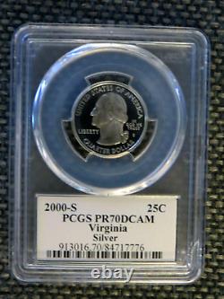 2000-S 25c Virginia SILVER State Flag Quarter Proof Coin PCGS PR70DCAM