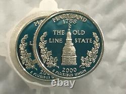 2000-S Maryland Statehood Silver Quarter DCAM Proof Roll Of 40 Coins